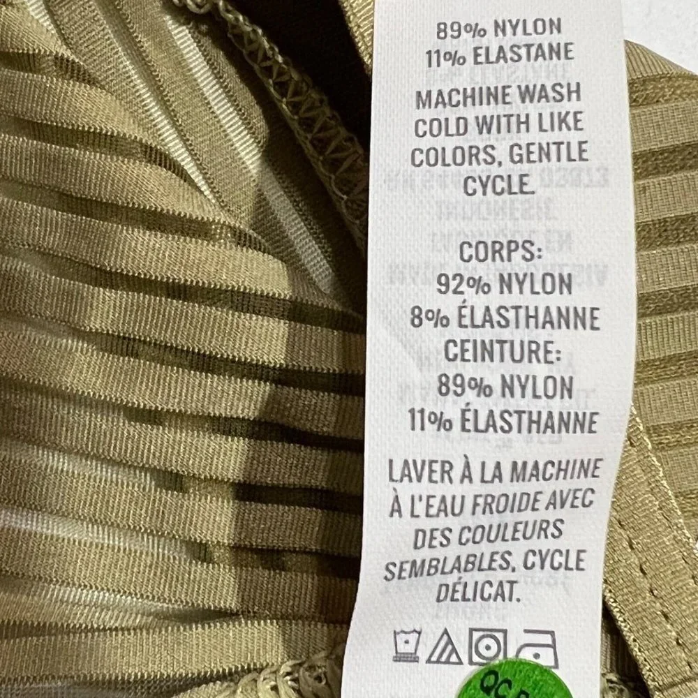 NWT AERIE High Cut Thong Sz M Olive Green Sheer Stripe
